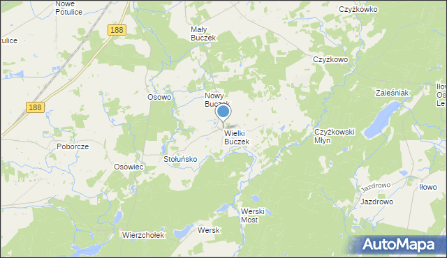 mapa Wielki Buczek, Wielki Buczek gmina Lipka na mapie Targeo